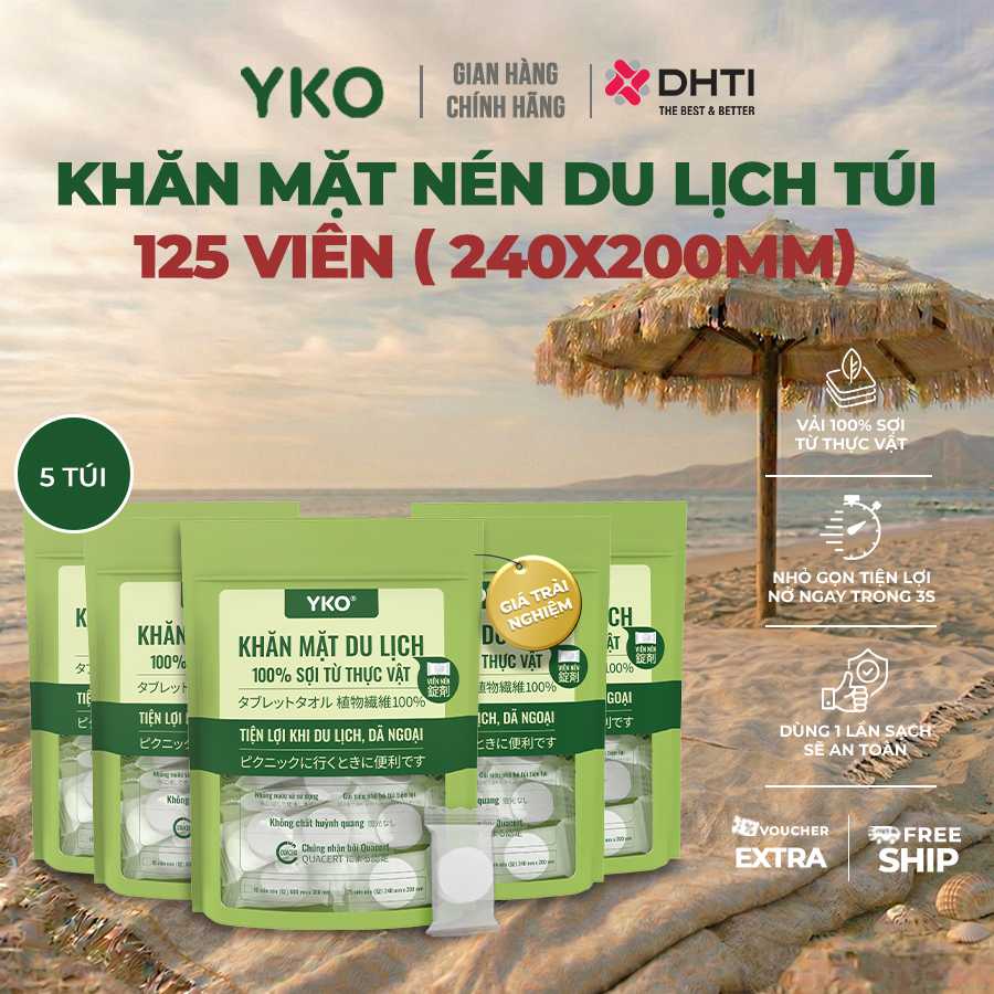 [COMBO 5 KHĂN MẶT NÉN]  Khăn mặt viên nén Yko 25 viên 240x200mm
