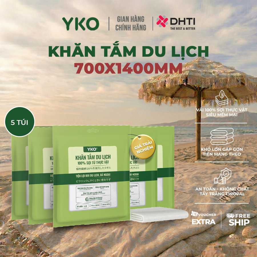 [COMBO 5 KHĂN TẮM] Khăn tắm du lịch Yko 700x1400mm