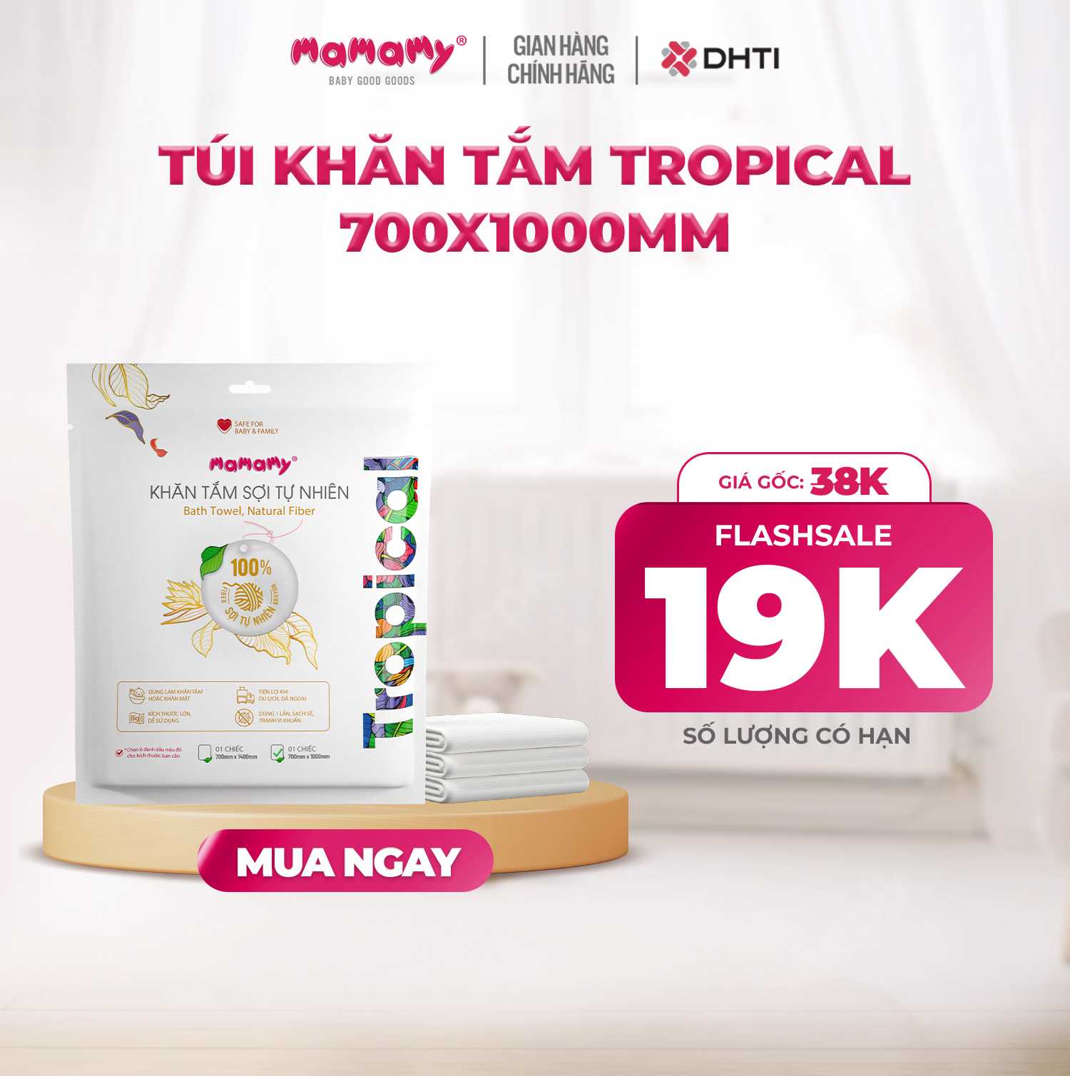 [GIÁ TRẢI NGHIỆM] 1 túi khăn tắm du lịch Mamamy Tropical 700x1000mm