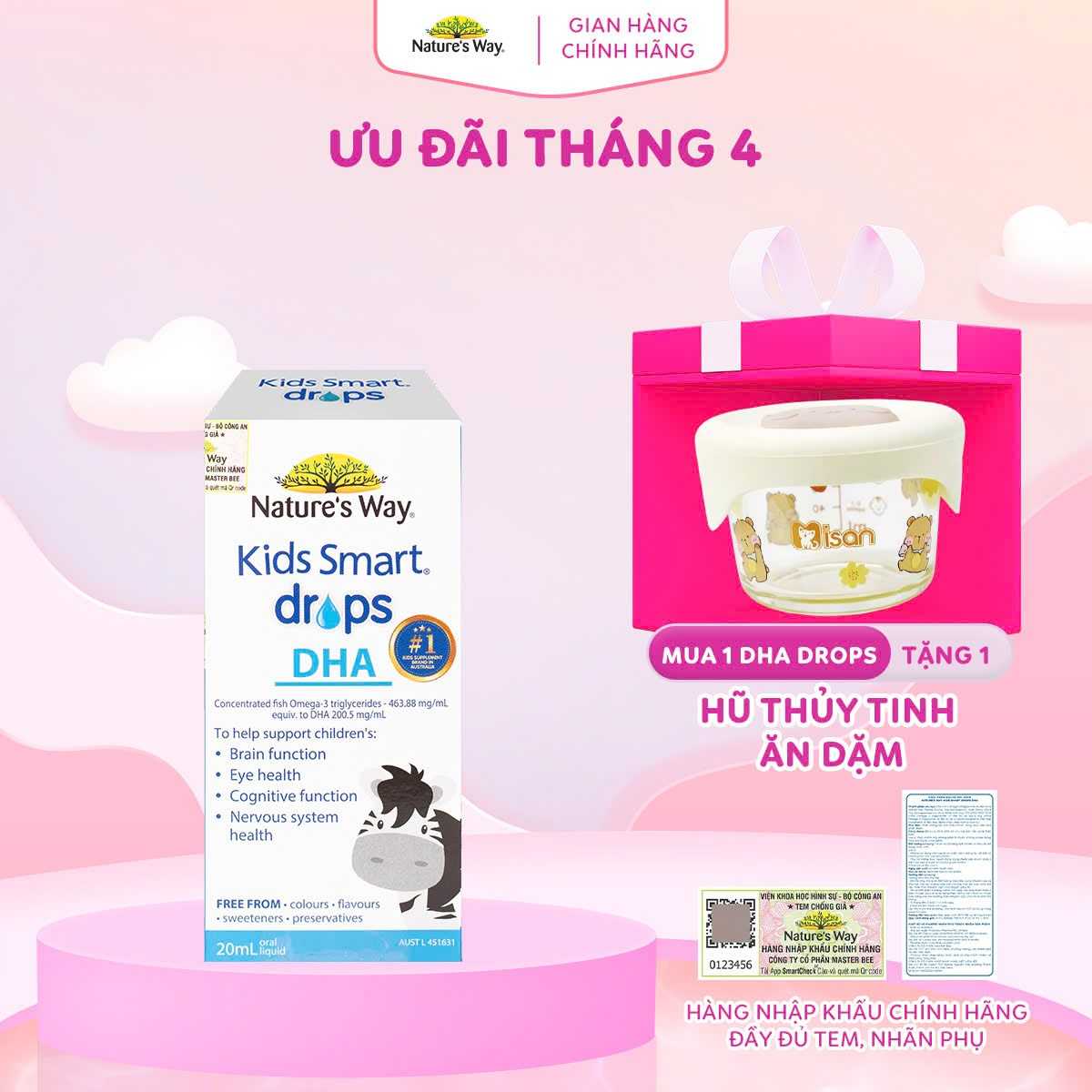 DHA cho bé Kids Smart Drops DHA Nature's Way chai 20ml